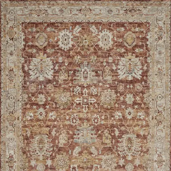 Rust Ivory And Blue Geometric Distressed Area Rug Photo 8