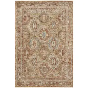 Photo of Rust Ivory And Blue Geometric Distressed Area Rug