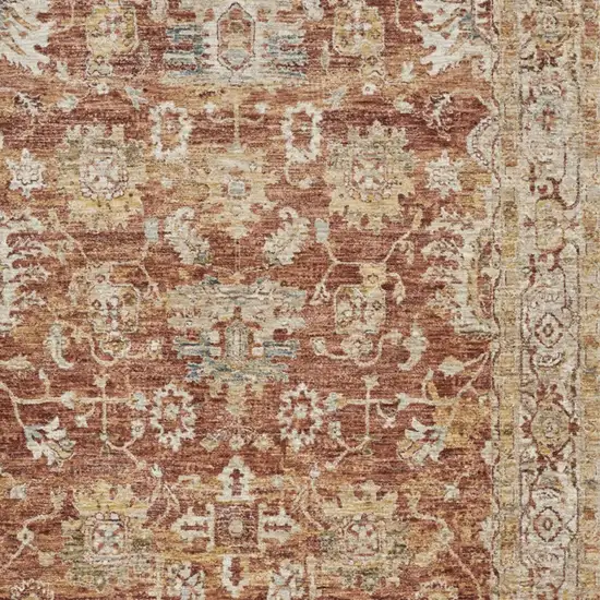 Rust Ivory And Blue Geometric Distressed Area Rug Photo 6