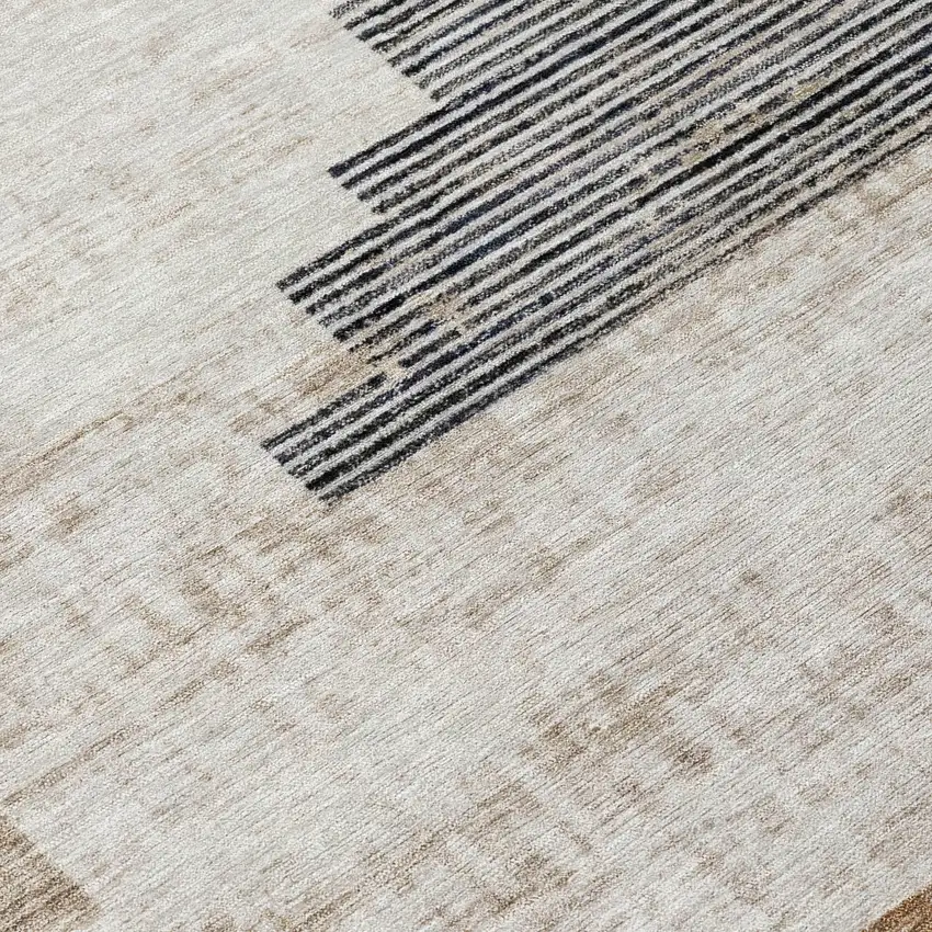 Rust Ivory And Charcoal Geometric Washable Indoor Outdoor Area Rug Photo 7