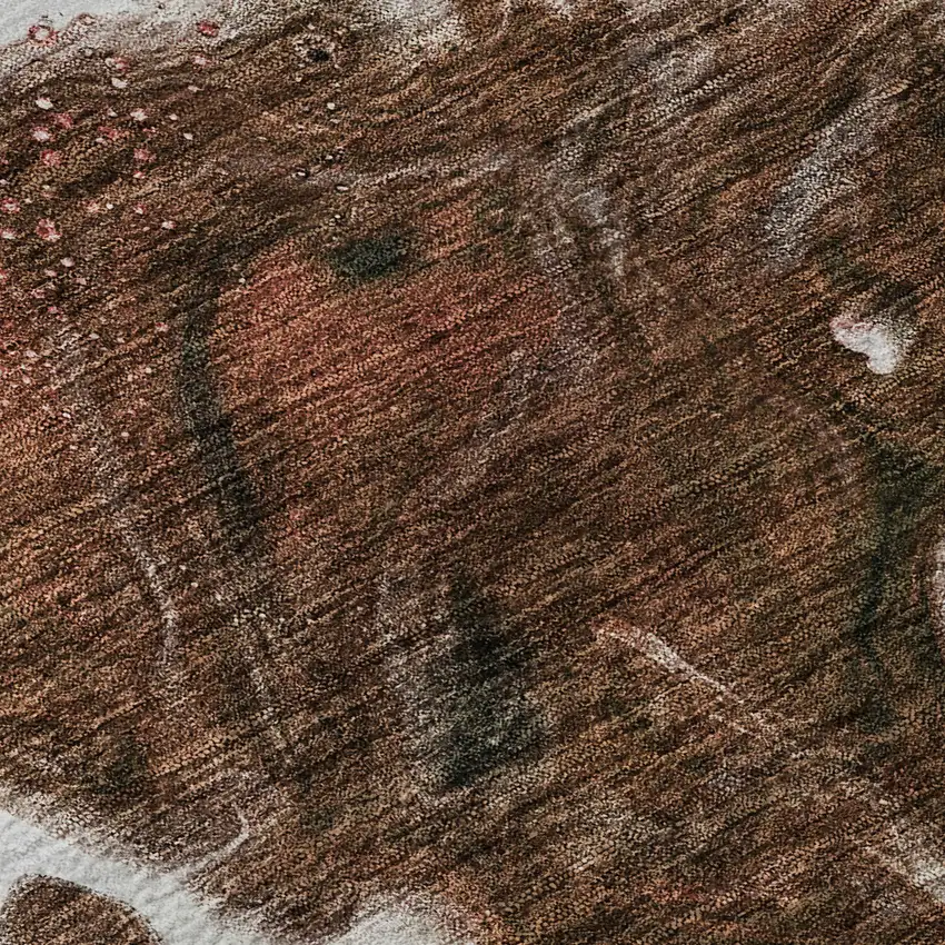 Rust Ivory And Gray Abstract Washable Area Rug With UV Protection Photo 8