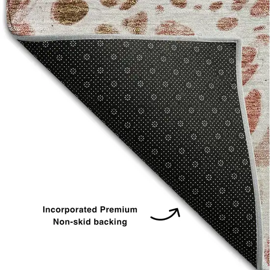 Rust Ivory And Gray Abstract Washable Area Rug With UV Protection Photo 5