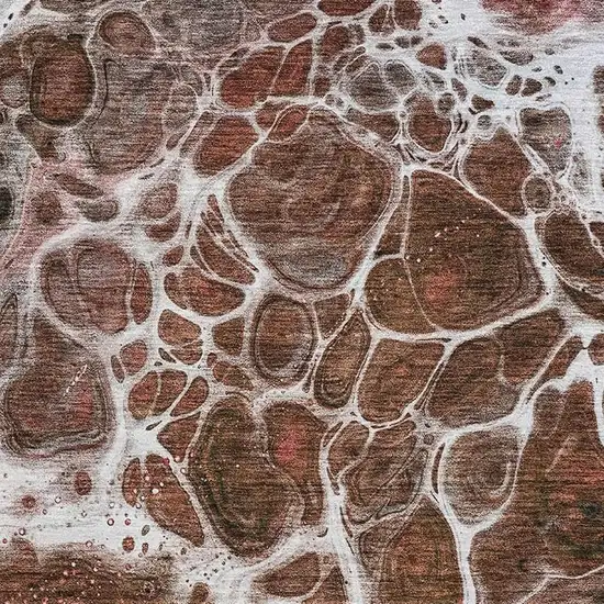 Rust Ivory And Gray Abstract Washable Area Rug With UV Protection Photo 2