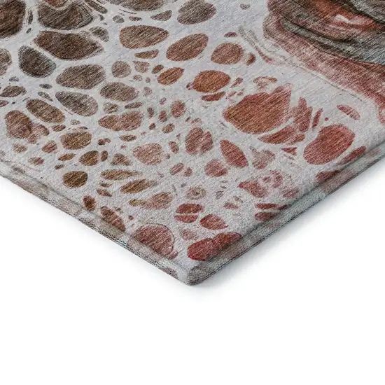 Rust Ivory And Gray Abstract Washable Area Rug With UV Protection Photo 7