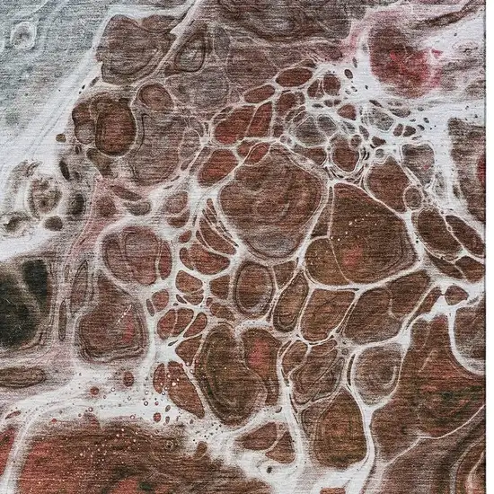 Rust Ivory And Gray Abstract Washable Area Rug With UV Protection Photo 3