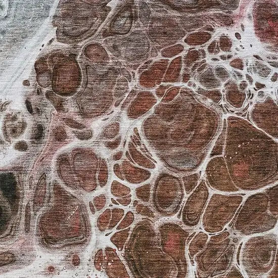Rust Ivory And Gray Abstract Washable Area Rug With UV Protection Photo 2