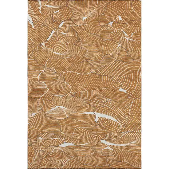 Rust Ivory And Gray Abstract Washable Area Rug With UV Protection Photo 1
