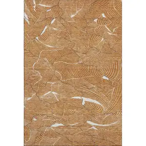 Photo of Rust Ivory And Gray Abstract Washable Area Rug With UV Protection