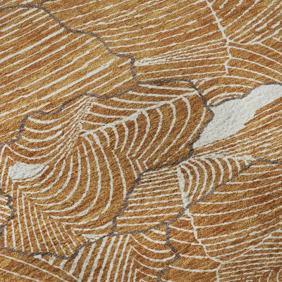 Rust Ivory And Gray Abstract Washable Area Rug With UV Protection Photo 9