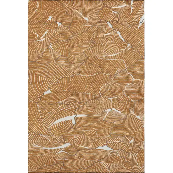 Rust Ivory And Gray Abstract Washable Area Rug With UV Protection Photo 3