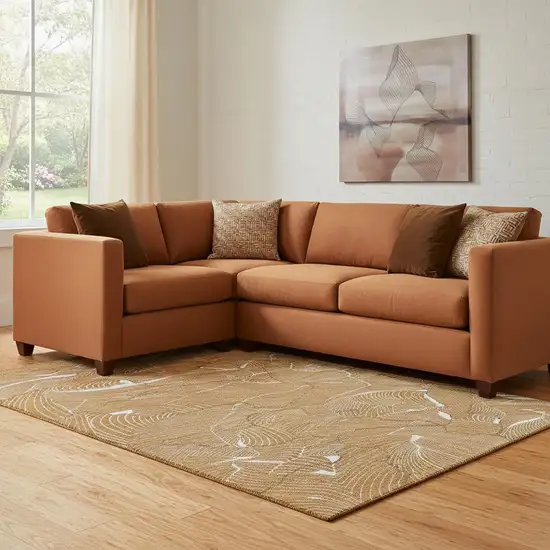 Rust Ivory And Gray Abstract Washable Area Rug With UV Protection Photo 2