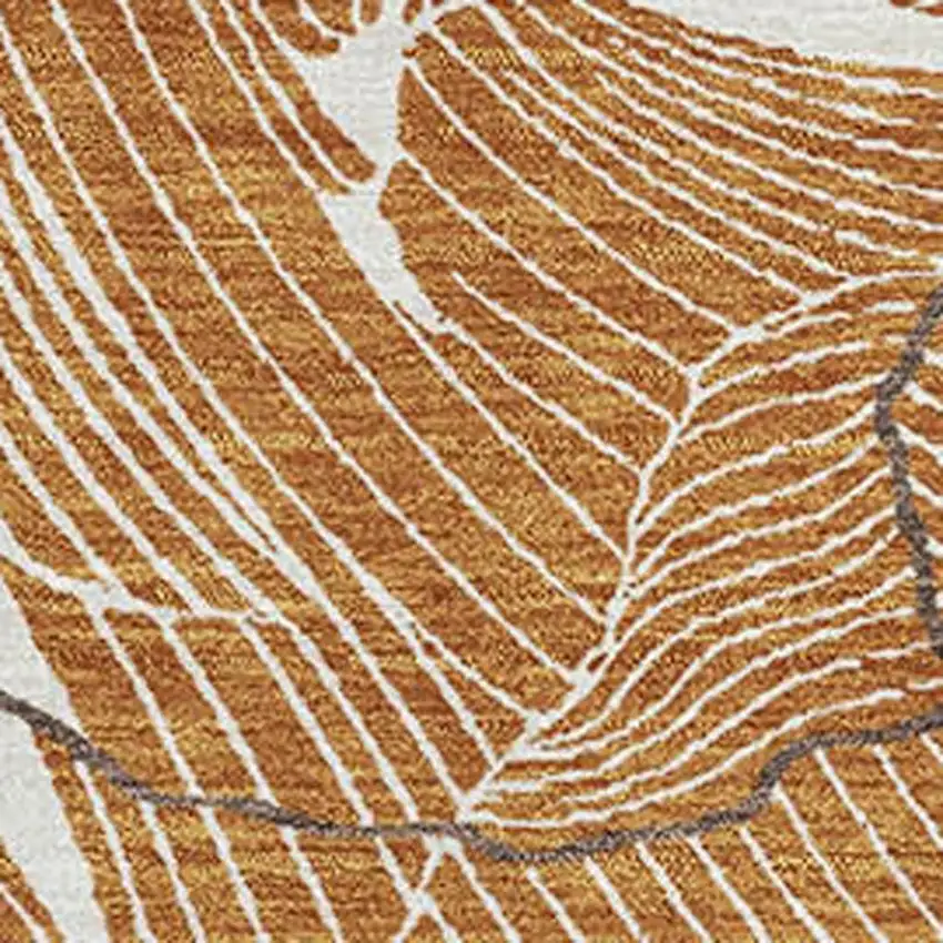 Rust Ivory And Gray Abstract Washable Area Rug With UV Protection Photo 2