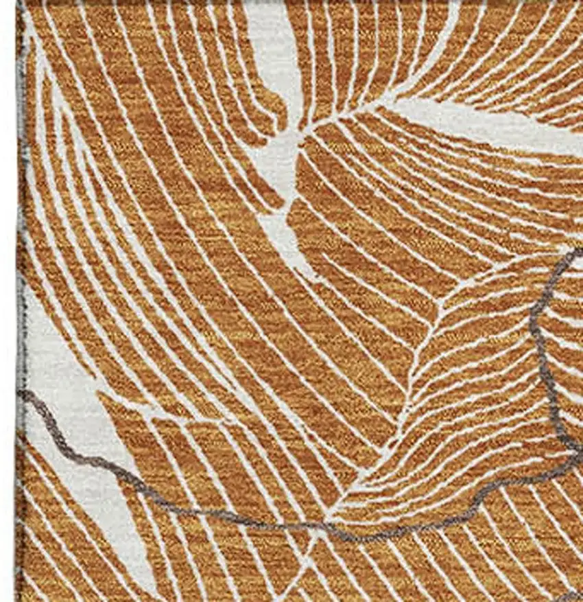 Rust Ivory And Gray Abstract Washable Area Rug With UV Protection Photo 3