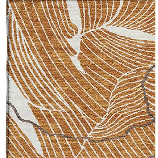 Rust Ivory And Gray Abstract Washable Area Rug With UV Protection Photo 2