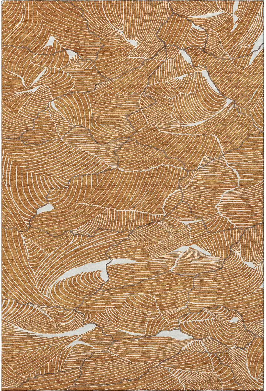 Rust Ivory And Gray Abstract Washable Area Rug With UV Protection Photo 3