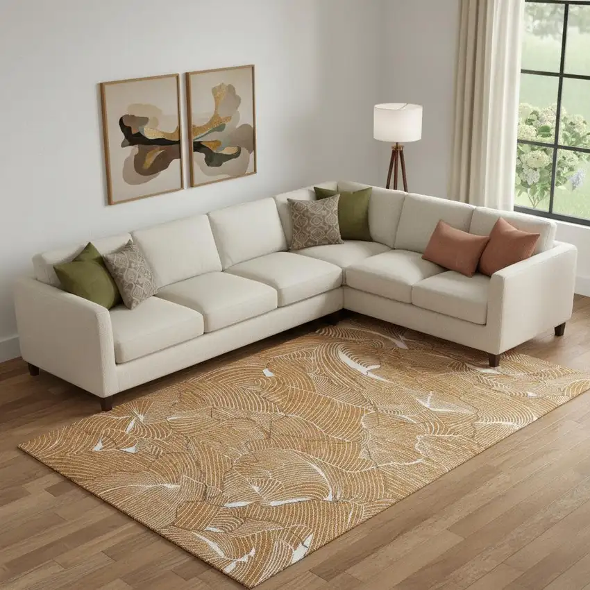 Rust Ivory And Gray Abstract Washable Area Rug With UV Protection Photo 2