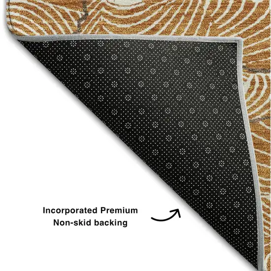 Rust Ivory And Gray Abstract Washable Area Rug With UV Protection Photo 6