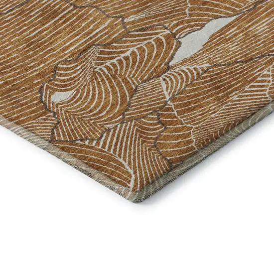 Rust Ivory And Gray Abstract Washable Area Rug With UV Protection Photo 7