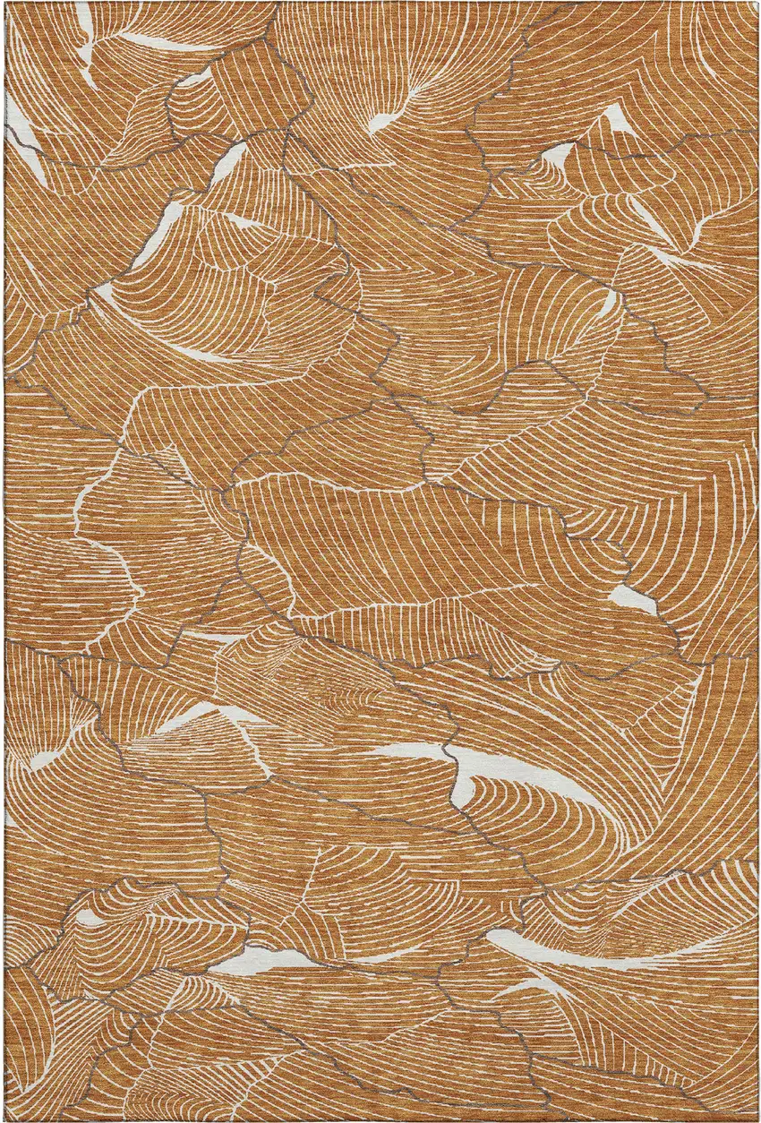 Rust Ivory And Gray Abstract Washable Area Rug With UV Protection Photo 1