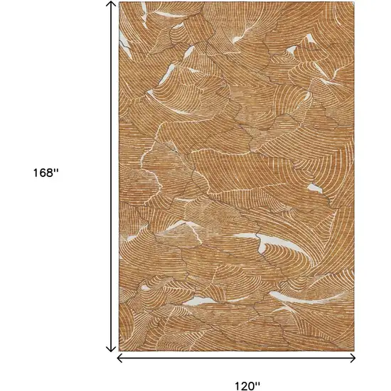 Rust Ivory And Gray Abstract Washable Area Rug With UV Protection Photo 6