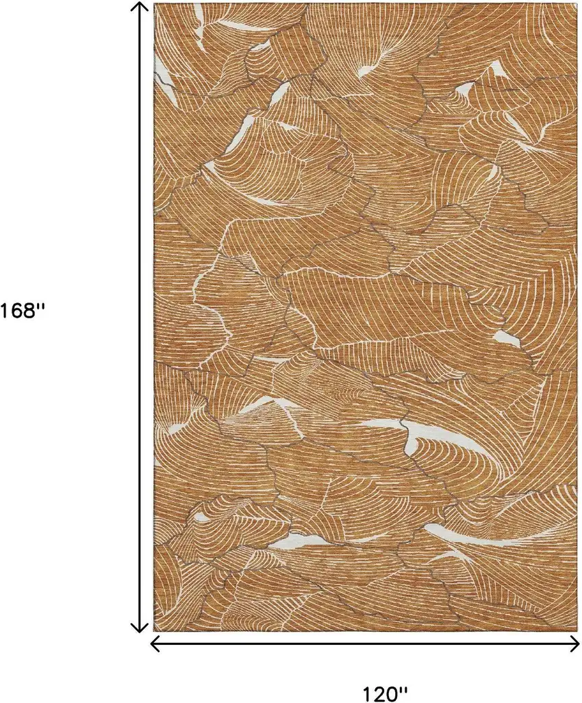 Rust Ivory And Gray Abstract Washable Area Rug With UV Protection Photo 6