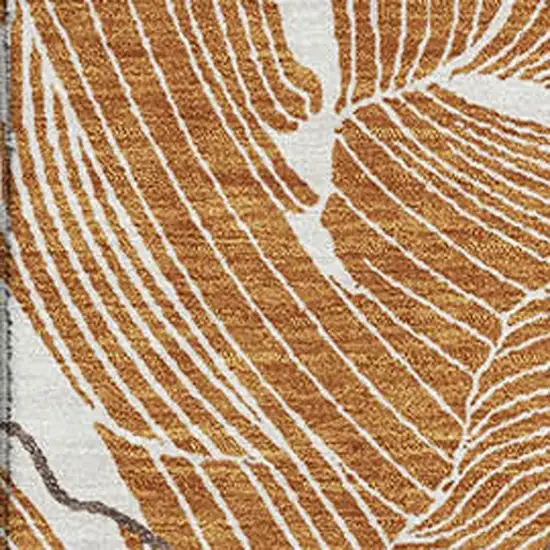 Rust Ivory And Gray Abstract Washable Area Rug With UV Protection Photo 2