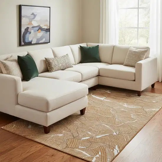 Rust Ivory And Gray Abstract Washable Area Rug With UV Protection Photo 2