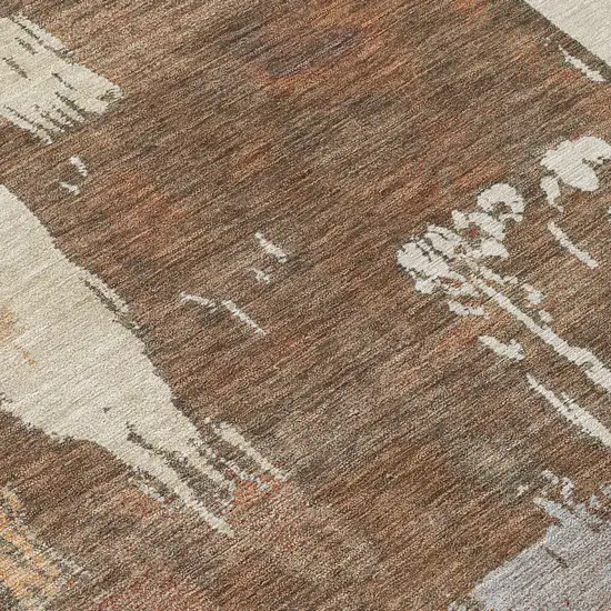 Rust Ivory And Gray Abstract Washable Indoor Outdoor Area Rug Photo 8