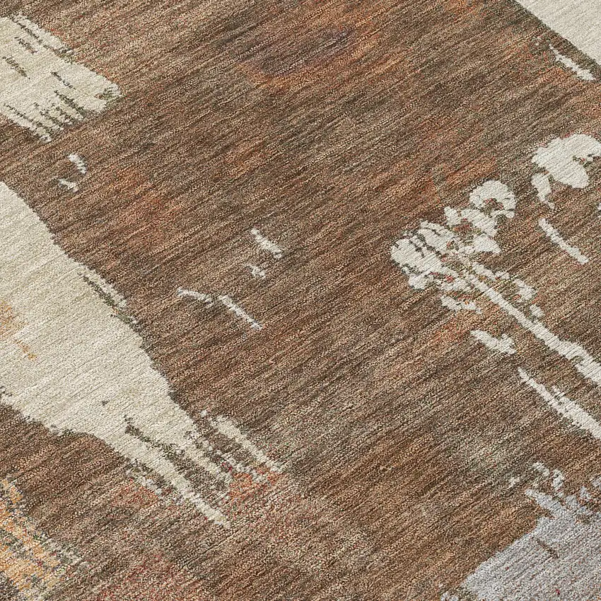 Rust Ivory And Gray Abstract Washable Indoor Outdoor Area Rug Photo 8