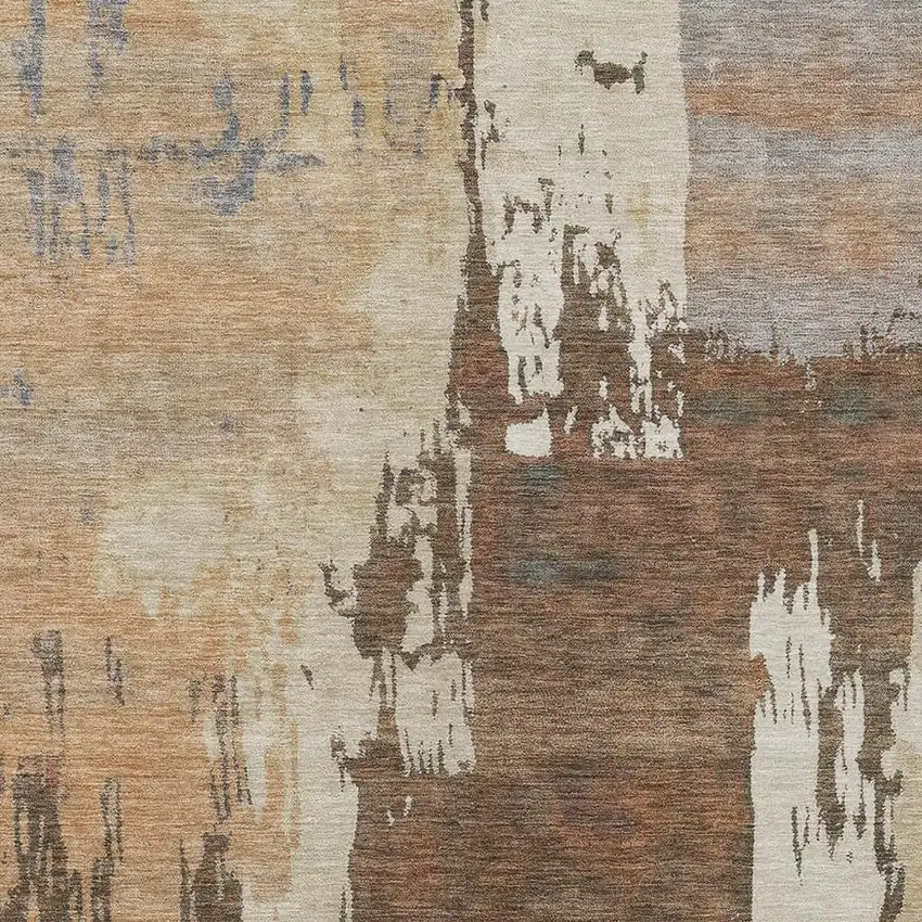 Rust Ivory And Gray Abstract Washable Indoor Outdoor Area Rug Photo 6