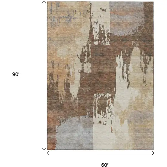 Rust Ivory And Gray Abstract Washable Indoor Outdoor Area Rug Photo 3