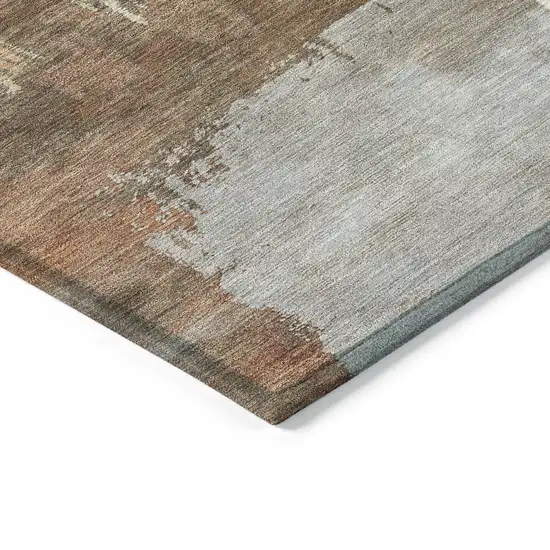 Rust Ivory And Gray Abstract Washable Indoor Outdoor Area Rug Photo 6
