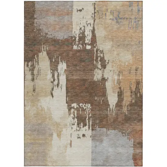 Rust Ivory And Gray Abstract Washable Indoor Outdoor Area Rug Photo 4