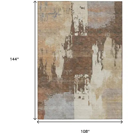Rust Ivory And Gray Abstract Washable Indoor Outdoor Area Rug Photo 3