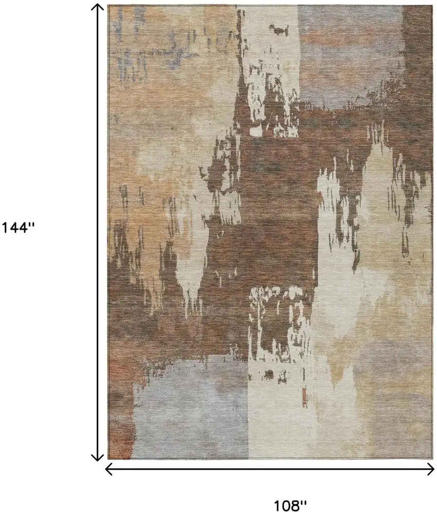 Rust Ivory And Gray Abstract Washable Indoor Outdoor Area Rug Photo 3