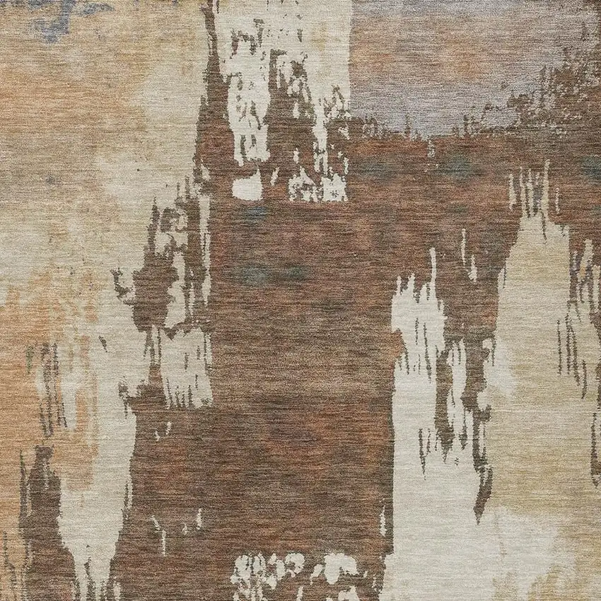 Rust Ivory And Gray Abstract Washable Indoor Outdoor Area Rug Photo 6