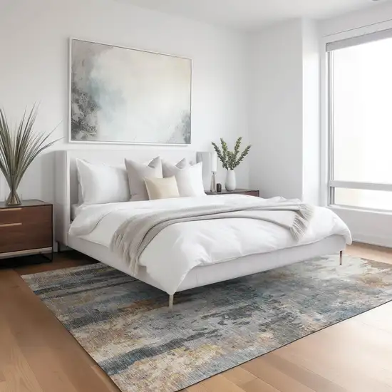 Rust Ivory And Gray Abstract Washable Indoor Outdoor Area Rug Photo 8