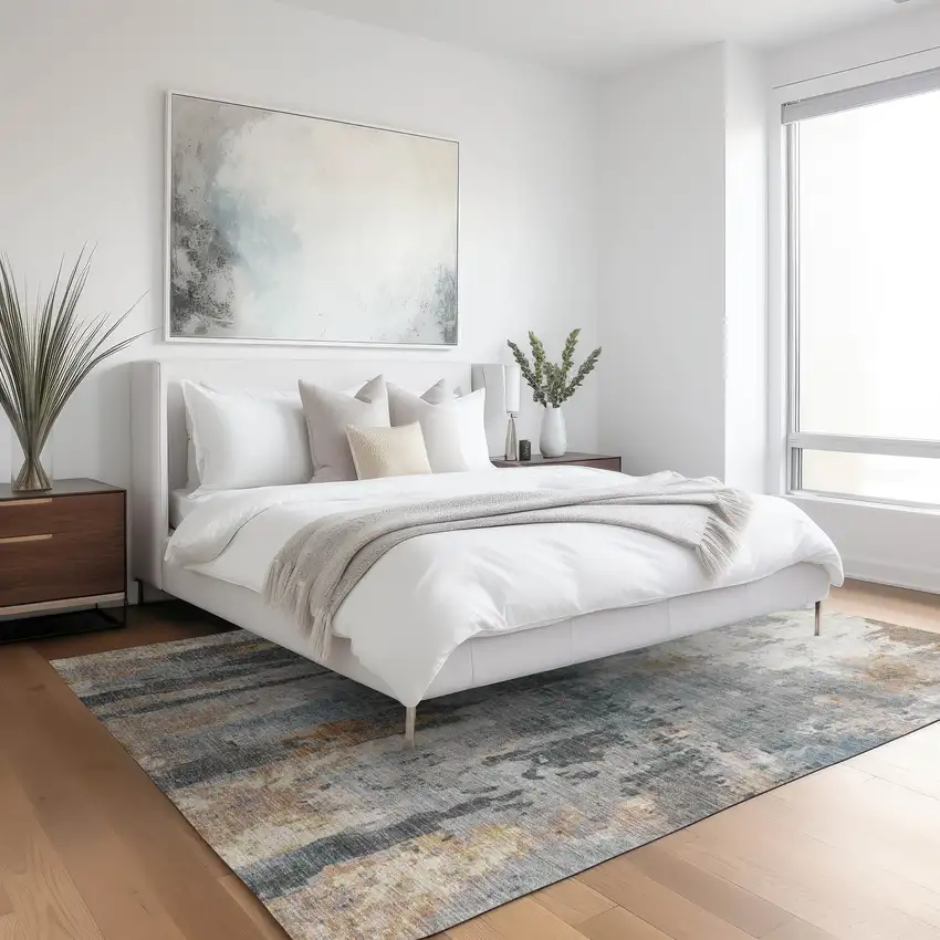 Rust Ivory And Gray Abstract Washable Indoor Outdoor Area Rug Photo 8