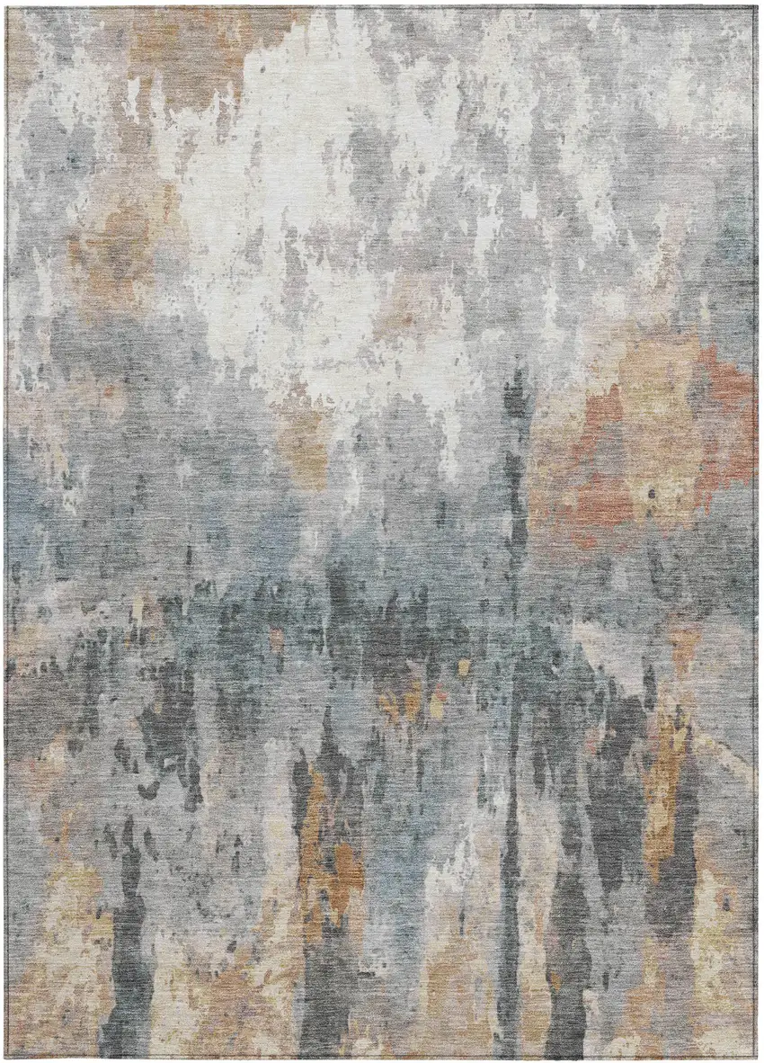 Rust Ivory And Gray Abstract Washable Indoor Outdoor Area Rug Photo 1