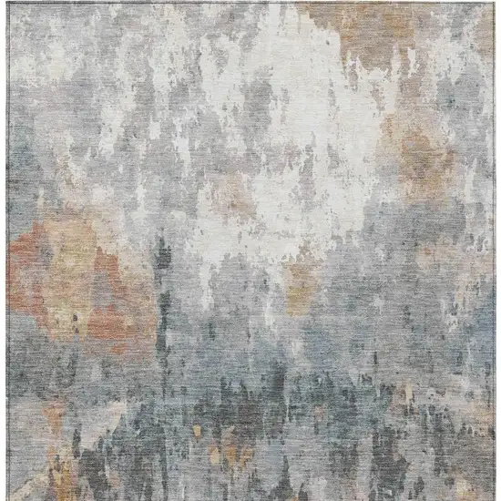 Rust Ivory And Gray Abstract Washable Indoor Outdoor Area Rug Photo 4