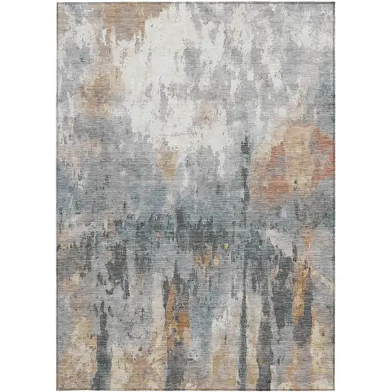 Rust Ivory And Gray Abstract Washable Indoor Outdoor Area Rug Photo 2
