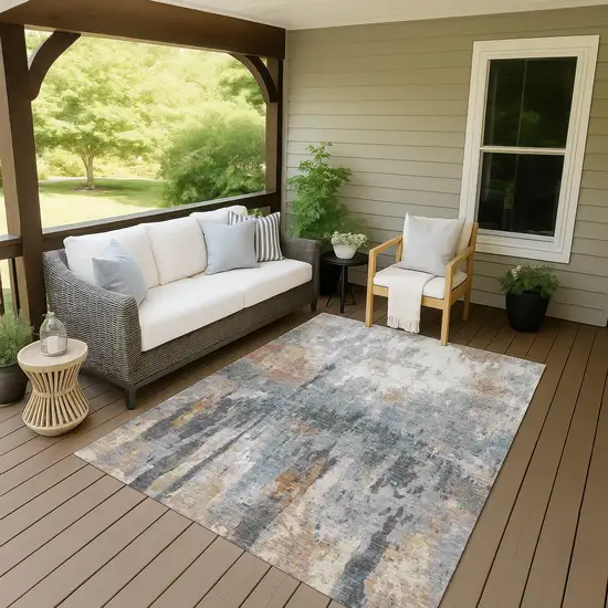 Rust Ivory And Gray Abstract Washable Indoor Outdoor Area Rug Photo 7