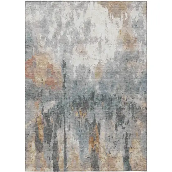 Rust Ivory And Gray Abstract Washable Indoor Outdoor Area Rug Photo 4