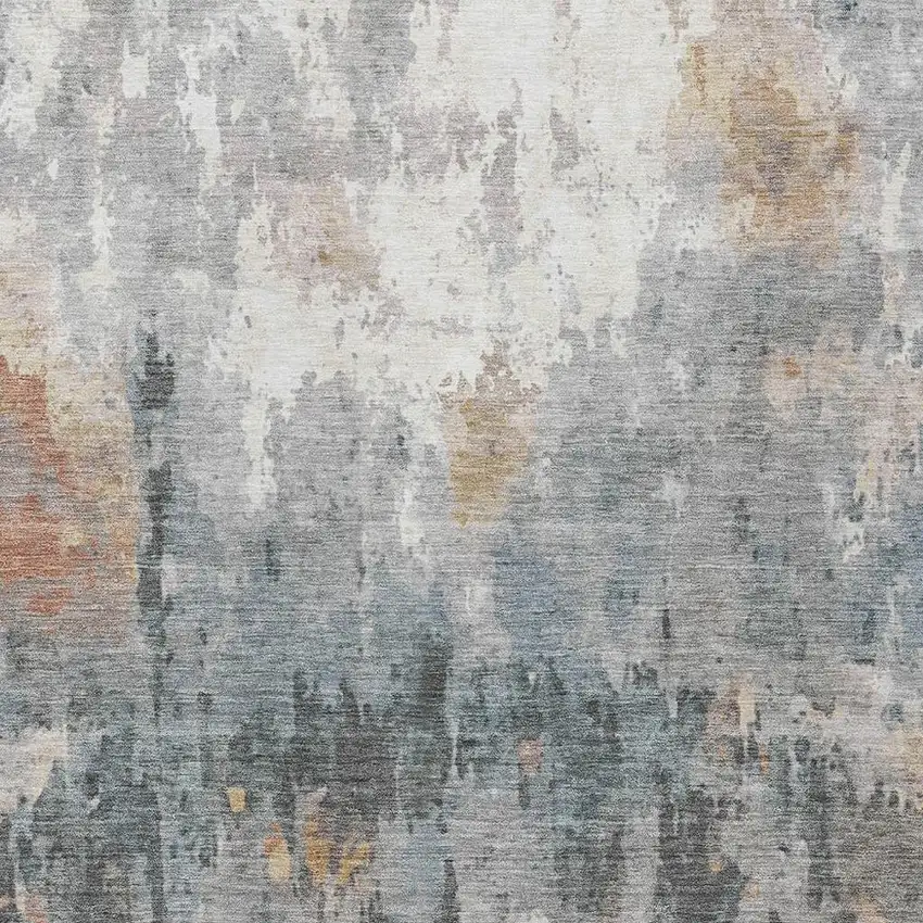 Rust Ivory And Gray Abstract Washable Indoor Outdoor Area Rug Photo 7