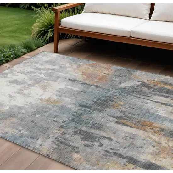 Rust Ivory And Gray Abstract Washable Indoor Outdoor Area Rug Photo 1