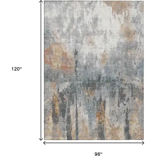 Rust Ivory And Gray Abstract Washable Indoor Outdoor Area Rug Photo 3
