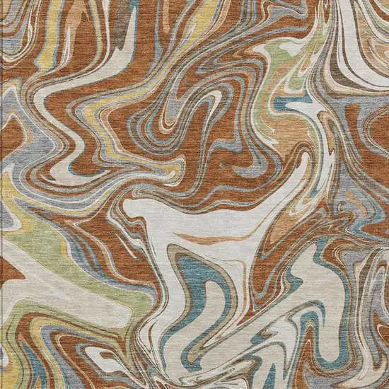 Rust Ivory And Gray Abstract Washable Indoor Outdoor Area Rug Photo 2