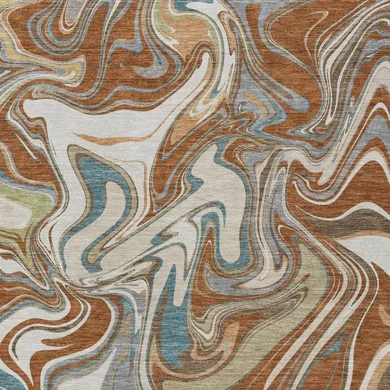 Rust Ivory And Gray Abstract Washable Indoor Outdoor Area Rug Photo 2