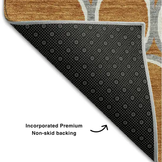 Rust Ivory And Gray Geometric Washable Area Rug With UV Protection Photo 6