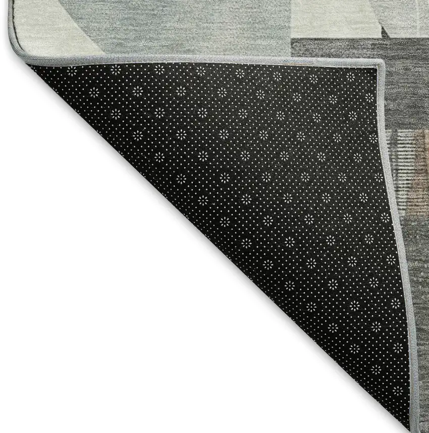 Rust Ivory And Gray Geometric Washable Area Rug With UV Protection Photo 6